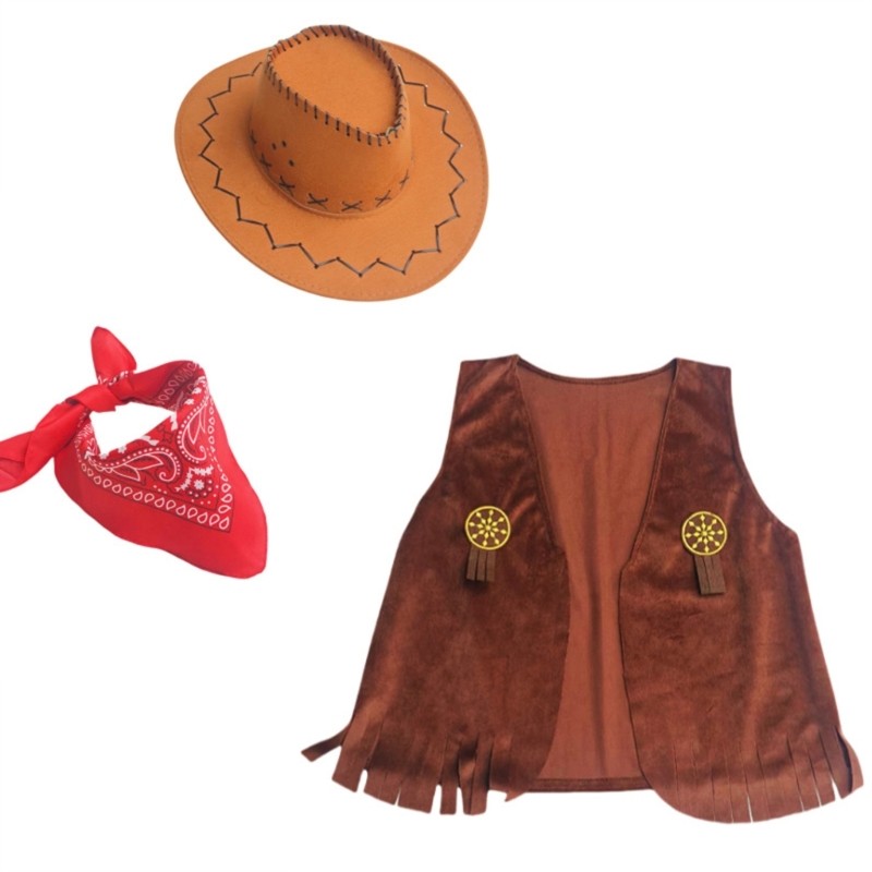 SELA Halloween Cowboy Trang Phục 3 Cosplay Trang Phục Tiệc Biểu Diễn Sân Khấu Trang Phục Cao Bồi Phương Tây Cho Trẻ Em Quà Tặng