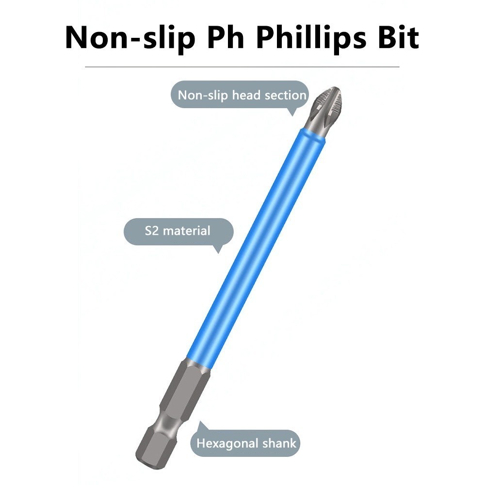 Bộ 7 Đầu Vít ph2 Chống Trượt Độ Cứng Cao bits 25mm-150mm bộ mũi khoan bộ ốc vít mũi khoan mũi vít