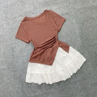 Set Bigsize Nữ (CÓ LẺ ÁO/ VÁY)Áo Thun Lệch Tà Tôn Dáng Phối Chân Váy Bí Dễ Thương Cho Chuppy SET952