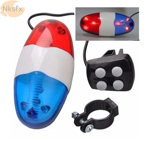 Chuông còi xe đạp điện tử 4 tông màu, 6 đèn LED xe cảnh sát, nhựa, còi xe đạp trẻ em ngoài trời