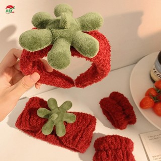 Băng đô và dây đeo cổ tay hình dâu tây đáng yêu, trang sức băng đô sang trọng cho tiệc và thời trang