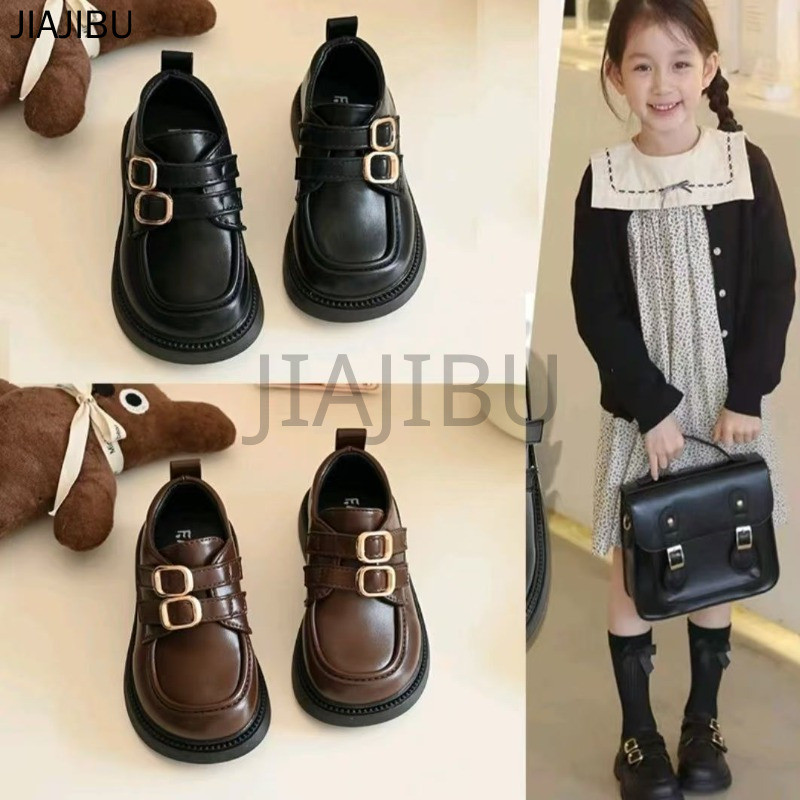 Giày Da Đế Mềm Màu Nâu Cổ Điển Dành Cho Bé Gái Giày Thời Trang Trẻ Em Giày Đi Học Màu Đen Korean Fashion Beige Non-slip Platform Mary Jane Shoes Giày Búp Bê Cosplay Mũi Tròn Phong Cách Anh Giày Em Bé Gót Dày Lolita Nhật Bản