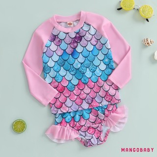 MG-Kids Girl 3 Bộ Đồ Bơi Mùa Hè Cá Quy Mô In Hình Áo hai dây Và Co Giãn Xù Quần Short Che Bộ Đồ Tắm