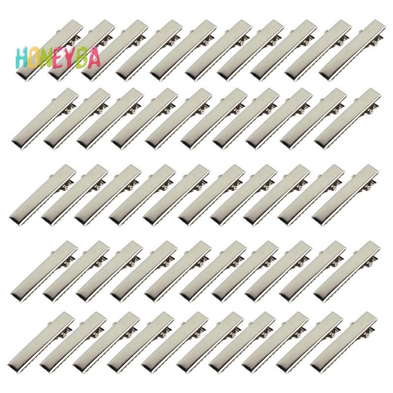 < Honeyba > 50 Kẹp Tóc Kim Loại Phẳng Bạc Thời Trang Prong Kẹp Tóc Bằng Kim Loại Kẹp Tóc