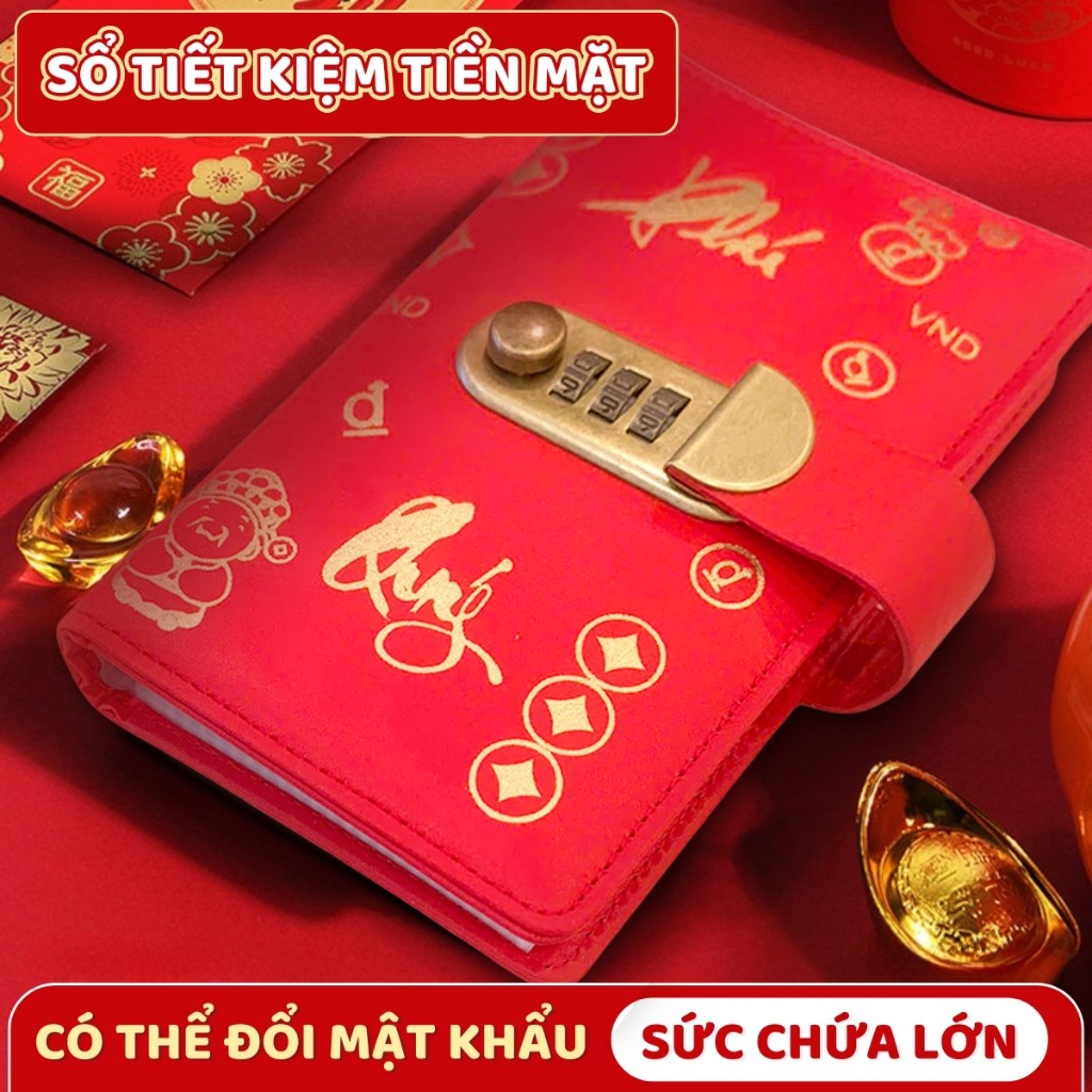 Sổ Tiết Kiệm Có Mật Khẩu - Sổ Quản Lý Chi Tiêu Có Nhiều Ngăn Túi Zip Giúp Bảo Mật & Quản Lý Chi Tiêu
