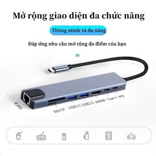 2026 USB 1 PD hành dài hạn C Cổng 8 Type Macbook 4K chuyển HUB IN Laptop SD 3 đổi to cho RJ45 TF HDMI 0 chống rung hiệu