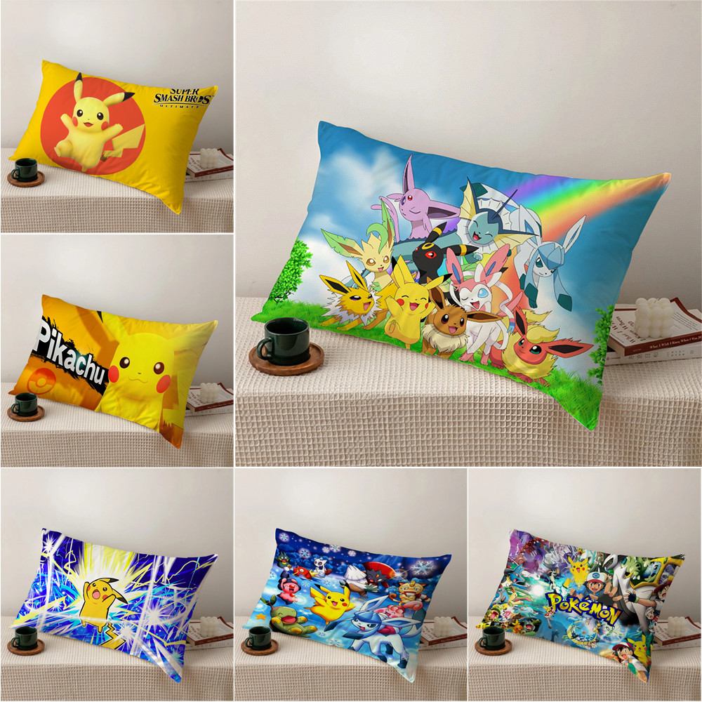 Vỏ Gối Polyester In Hình Pikachu Pokemon Đơn Mặt