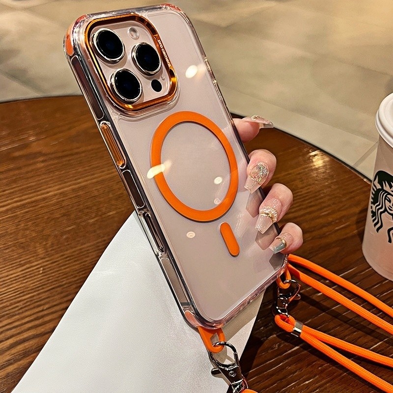 Ốp điện thoại đeo chéo từ tính chống rơi cho iPhone 17 Pro Max Air 16 12 13 14 15 pro max 15 16 plus Bảo vệ ống kính chống rơi Vỏ cứng bảo vệ điện thoại