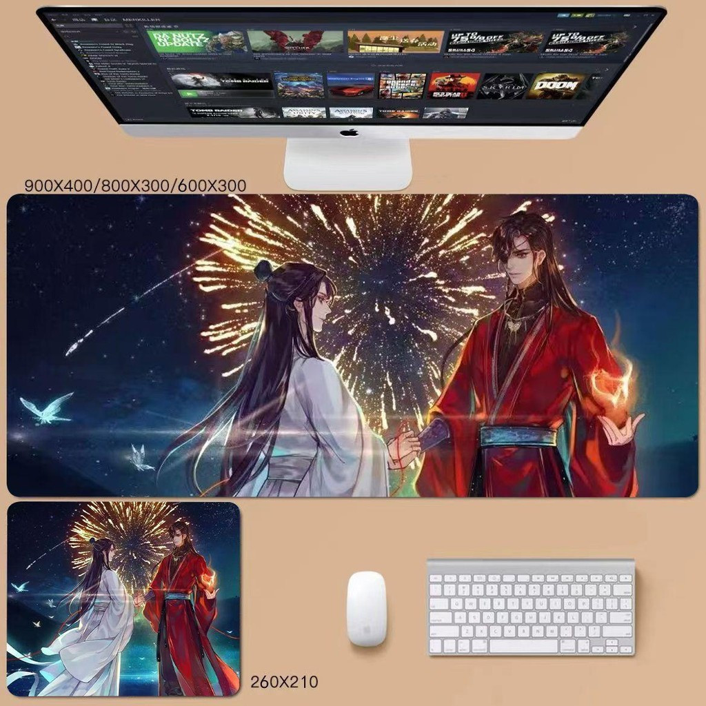 Tấm lót chuột tu luyện TGCF - Thảm trải bàn dày 3mm Trung Quốc Donghua, Xie Lian & Hua Cheng Design với đế chống trượt