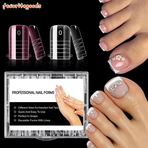 FAVORITEGOODS 120 chiếc Mẹo giả, Khuôn móng chân che toàn bộ Acrylic, Áo hoa văn móng chân kép để mở rộng