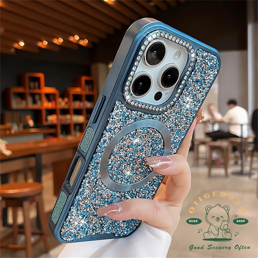 Ốp điện thoại từ tính mạ kim cương iphone16 Pro Max 15 14 cho vỏ iPhone Vỏ mềm silicon TPU chống sốc