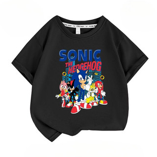 Sonic the Hedgehog Hoạt Hình Trẻ Em Mùa Hè Áo Thun Bé Trai Bé Gái Tay Ngắn Playwear Trang Phục Hợp Thời Trang