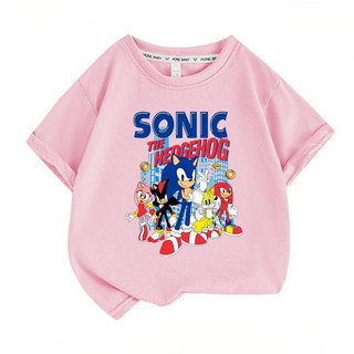 Sonic the Hedgehog Hoạt Hình Trẻ Em Mùa Hè Áo Thun Bé Trai Bé Gái Tay Ngắn Playwear Trang Phục Hợp Thời Trang