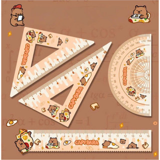 MEOWU Set Bộ 4 Thước Đo Góc Thẳng Tròn Tam Giác Acrylic Hình Cappy Dễ Thương Mới