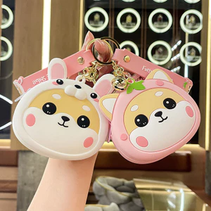 Dễ Thương Shiba Đồng Xu Móc Khóa Mèo Cặp Đôi Quà Tặng Ví Mini Tai Nghe Ốp Lưng Chìa Khóa