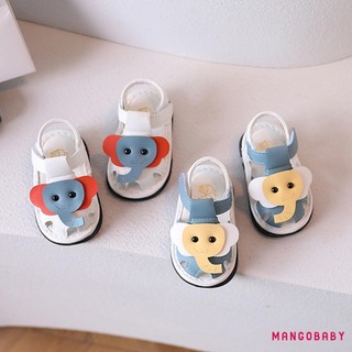 MG-Baby Girls Boy Squeaky Sandals Mùa Hè Voi Dễ Thương Chống Trơn Trượt Ngón Chân Đế Mềm Giày Đi Bộ Cho Bé Tập Đi