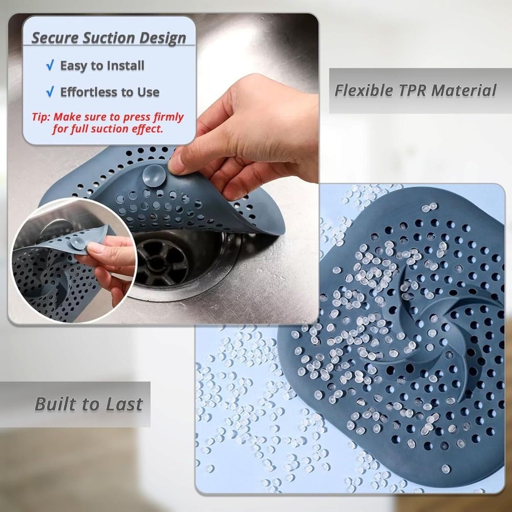 Vỏ thoát nước AWNGD, có cốc hút với chất liệu TPR Máy bắt tóc, Sử dụng trong gia đình Dễ dàng vệ sinh Bộ lọc thoát nước vòi hoa sen cho phòng tắm Bồn rửa nhà bếp