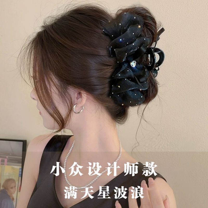Kẹp tóc nơ khí màu đen Kẹp tóc cua lớn
