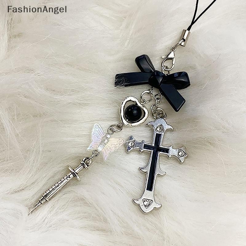 FashionAngel Đen Punk Y2K Dây Chuyền Điện Thoại Cô Gái Thoáng Mát Quyến Rũ Ngọt Ngào Với Phụ Kiện Chữ Thập Cho Túi Điện Thoại Dây Móc Khóa VN