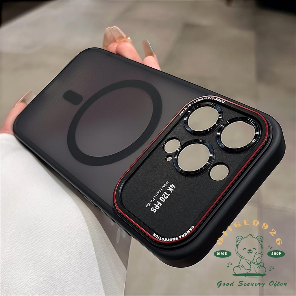 Lycra Cửa sổ lớn từ tính Vỏ điện thoại iphone16 Pro Max 15 14 vỏ cho vỏ iPhone Vỏ mềm silicon TPU Acrylic chống sốc