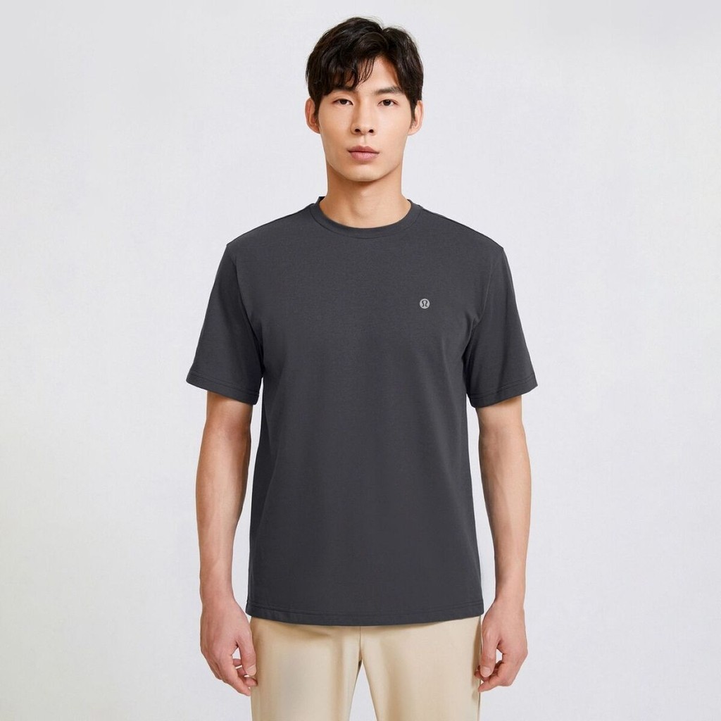Lulululem Phong Cách Mới Nam Cotton Nguyên Chất Thoải Mái Thoáng Khí Phù Hợp Với Cổ Tròn Ngắn Tay Áo Thun