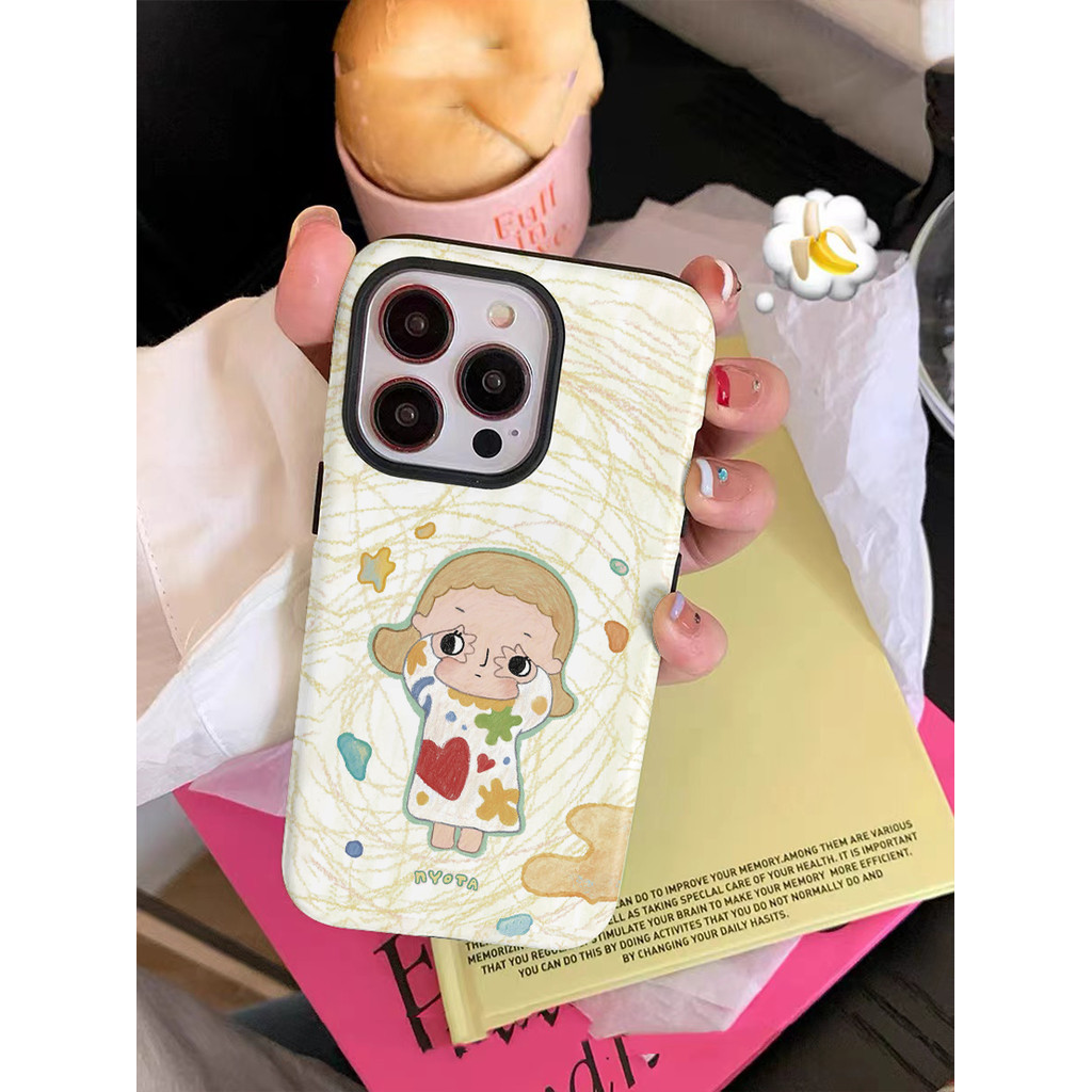 Pop Mart Ốp điện thoại Nyota dễ thương cho iPhone15ProMax 14Pro 13 12 XSMAX 13mini 8PLUS 2 ❈ 2in1 tpu và pc cas bóng