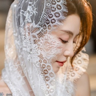 Vipdeal1 Hồi Giáo Ren Đám Cưới Khăn Lau Nhà Thờ Mantilla Cưới Cô Dâu Đầu Che Veil