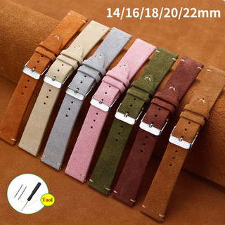 Dây đồng hồ da bò lộn 14-22mm cho nam nữ, dây thay thế đồng hồ cơ/thạch anh, phong cách cổ điển DW