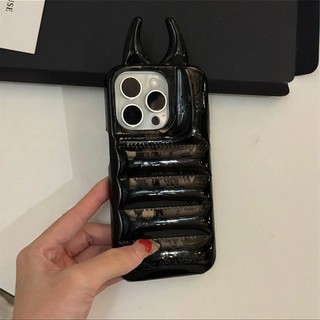 Luxurylittle Devil ăng-ten xuống áo khoác điện thoại cho iPhone15 14 13 12 Pro Max chống sốc bảo vệ camera silicon chống rơi mặt sau mềm