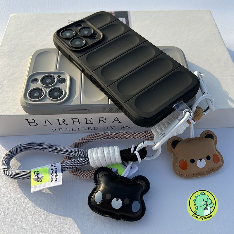 Vỏ Có Dây Đeo Cho Vivo V50 V40 Pro Lite V40E Y29 Y19S Y300 Y28 Y28S Y03 5G 4G Vỏ Âm Thanh Nổi 3D Đơn Giản Hoạt Hình Dễ Thương Dây Đeo Tay Gấu Chống Sốc Slip Matte Soft Case
