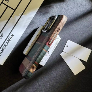 [JLK] Magnetic Kevlar Carbon Fiber Pattern For iPhone 15 Pro Max 14 13 12 Pro Plaid Personalized Phone Case For 12 13 14 Pro Max