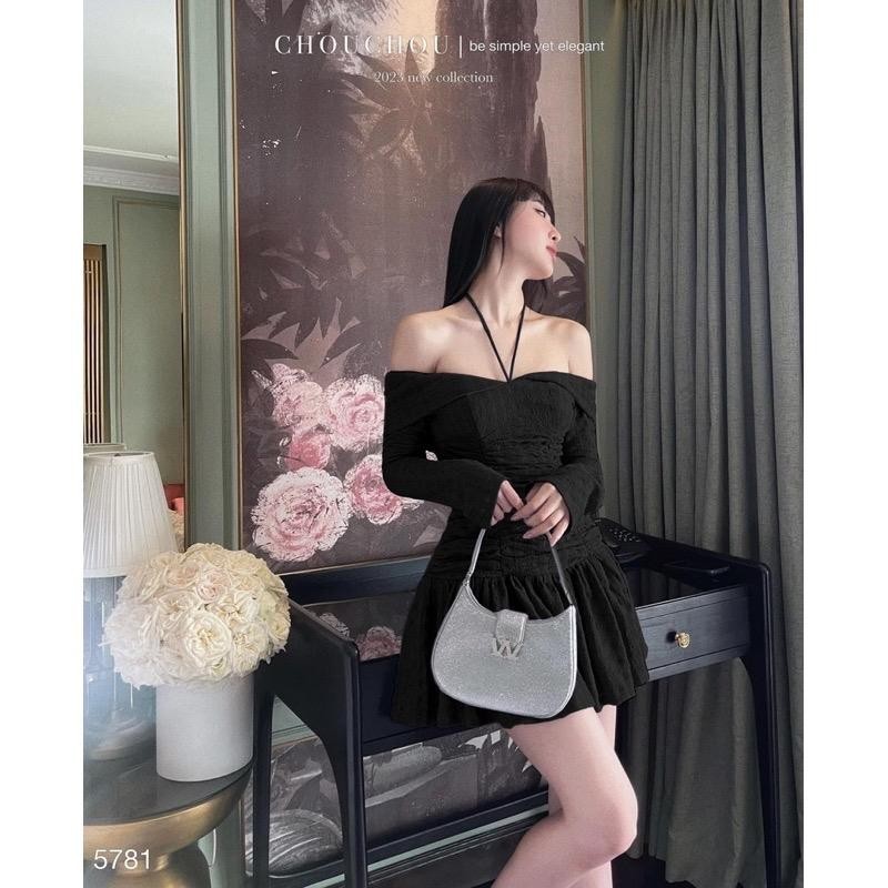 Đầm trễ vai tay dài loe nhẹ from ngắn xoè 2 lớp có quần đi tiệc đi chơi Kho Sỉ Hải Chuyền V10