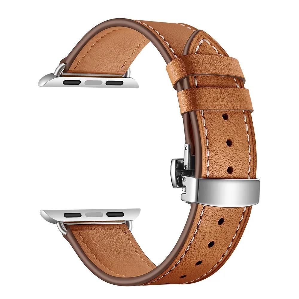 Dây đeo da khóa bướm cho dây đeo đồng hồ A-pple 45mm 38mm 40mm 41mm 42mm 49mm 44mm Dây đeo đồng hồ thông minh thời trang cho iWatch Series 9 Ultra 8 7 SE 6 5 4 3 2 1