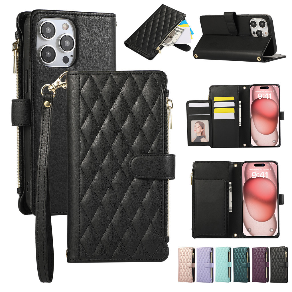 Ốp điện thoại đeo cổ tay đeo chéo cho Samsung Galaxy Z Fold 6 5 4 3 Fold6 Fold5 Fold4 Fold3 Ví có ngăn đựng thẻ Bao da