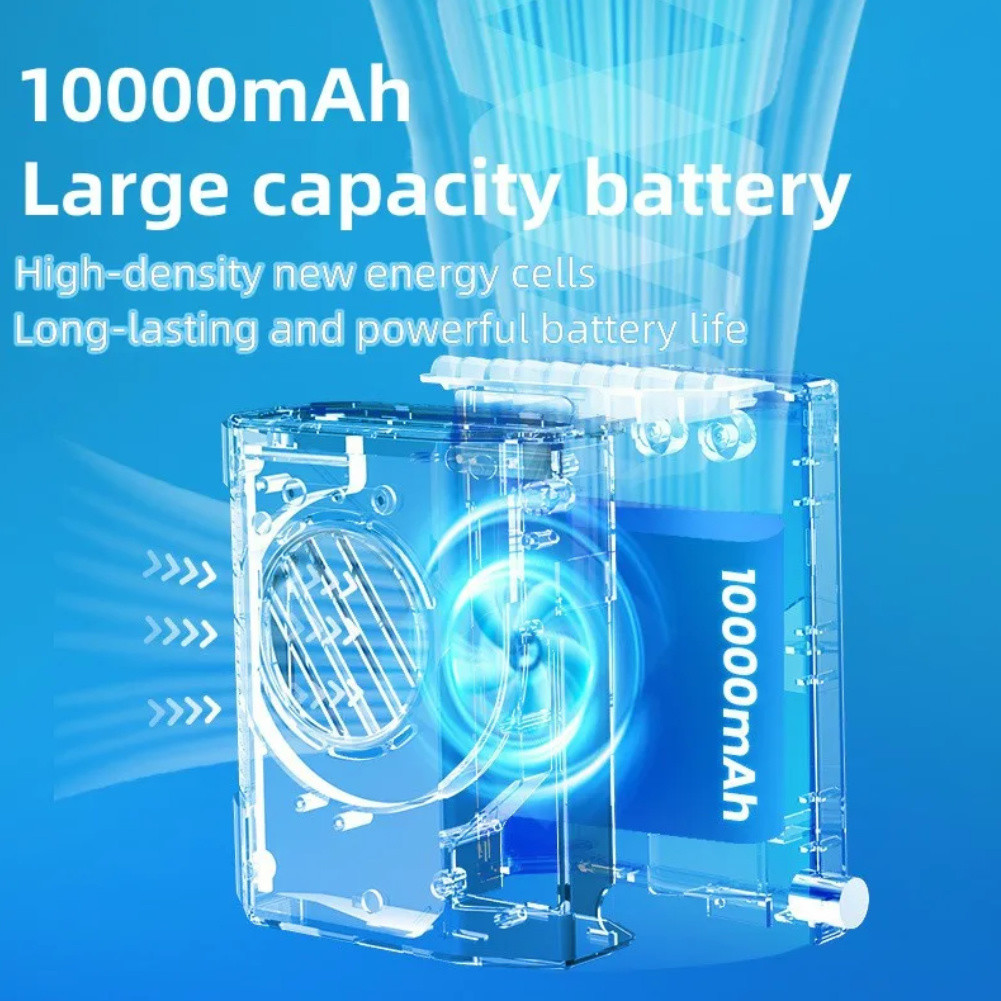 Quạt thắt lưng di động INOVAGEN 10000mAh, Quạt điện có thể sạc lại Power Bank cho ngoài trời, Quạt treo cổ có thể điều chỉnh tốc độ