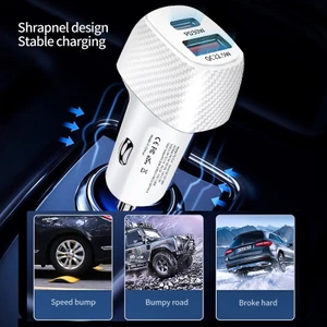 Tẩu sạc USB xe hơi công suất 52,5W, 2 cổng USB A và Type C, sạc nhanh Samsung, Iphone, Xiaomi