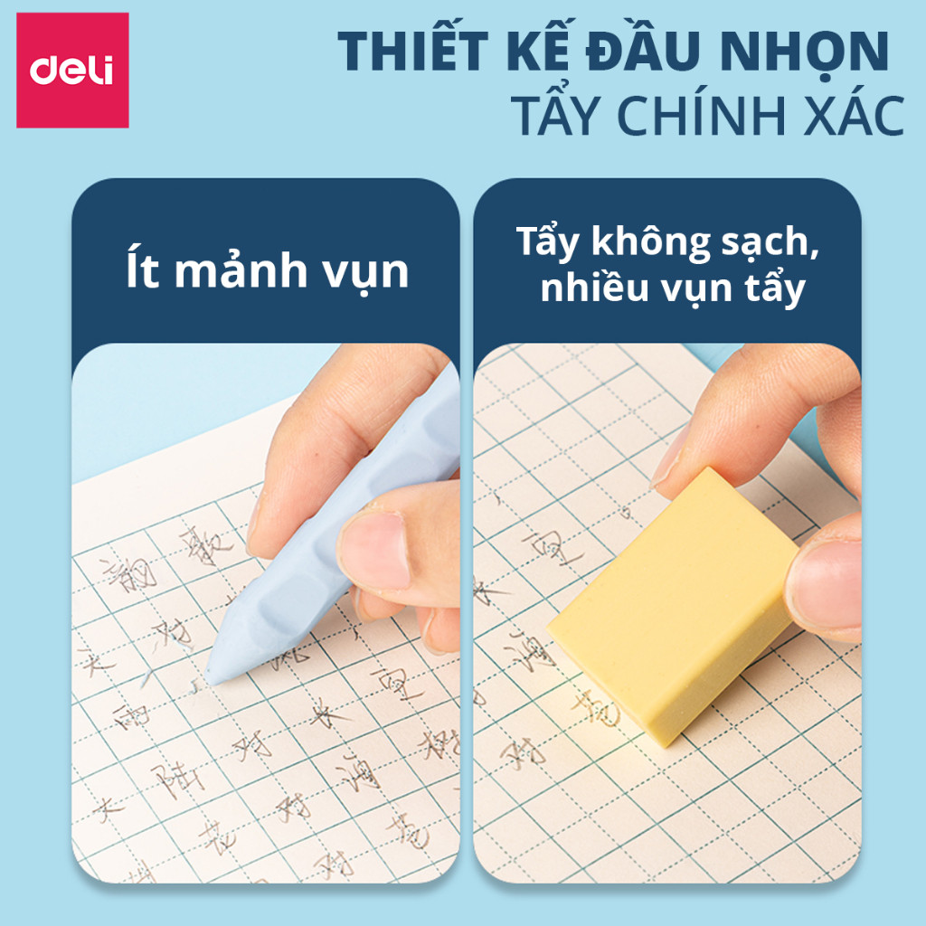 [🔥MUA 1 TẶNG 1] Gôm Tẩy Định Vị Tẩy Bút Chì Deli Tẩy Sạch Sẽ Ít Vụn Không Mòn Giấy Phù Hợp Cho Học Sinh Văn Phòng
