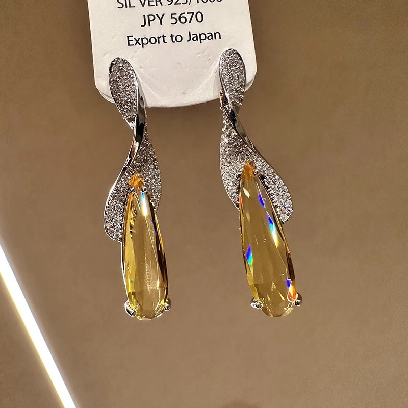 Bông tai mặt dây chuyền lá Zircon Nữ nhẹ nhàng Bông tai thời trang tính khí sang trọng