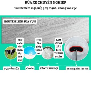 Chổi Rửa Xe Ô Tô Cán Dài Có Thể Kéo Dài Sợi Lau Bông Mềm Chổi Dài SUNND