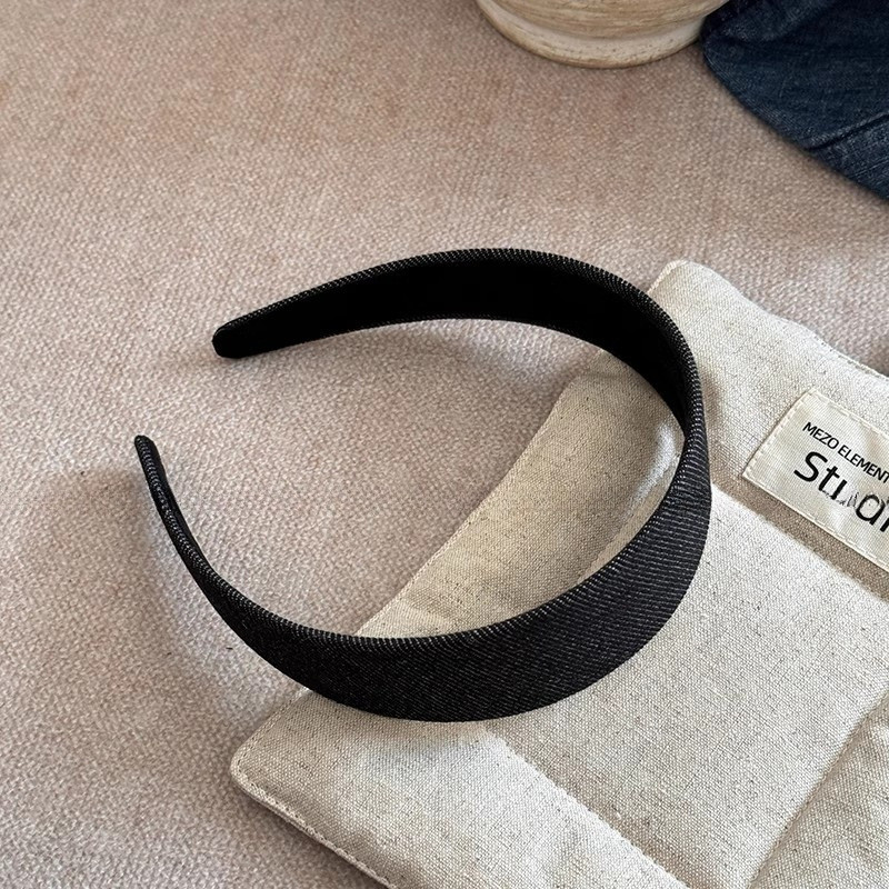 Băng đô viền rộng Denim màu xanh nữ