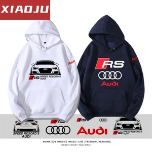 Cotton Size Lớn Dài Tay Audi RS Sửa Đổi Xe Văn Hóa Thu Đông Nam Nữ Plus Phong Cách Nhung Mỏng In Hình Mũ T Phù Hợp Với Cặp Đôi Mặc