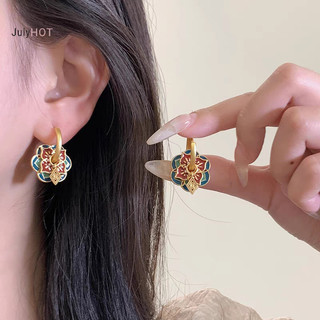 Julyhot 1 Cặp Retro Men Nhỏ Giọt Dầu Bông Tai Nữ Cô Gái Dân Tộc Phong Cách Trung Hoa Bông Tai Nhiều Màu Sắc Phụ Kiện Trang Sức Quà Tặng Massivedeals