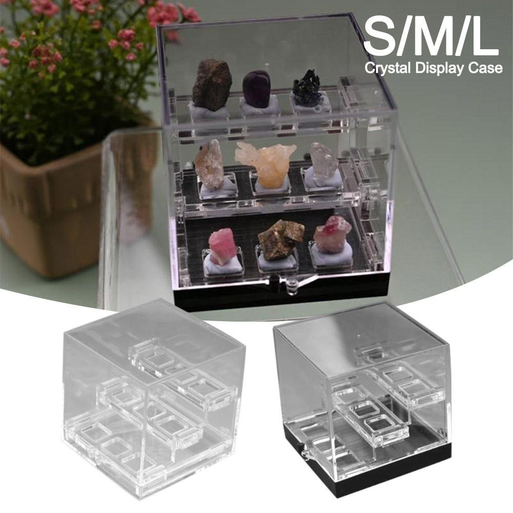 Hộp lưu trữ trong suốt CHEESELY, Giá trưng bày Acrylic Màn hình pha lê, Giá đỡ màn hình ba lớp đa chức năng Bộ sưu tập đá, đá & đá quý