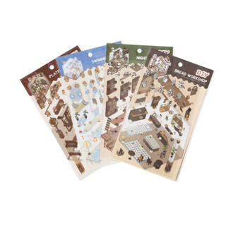 Enwei 3 Cái [Dòng khoảnh khắc cổ tích] Nhãn dán nhật ký dễ thương Nhãn dán chống nước Giấy Scrapbooking Chất liệu Sổ lưu niệm Bộ