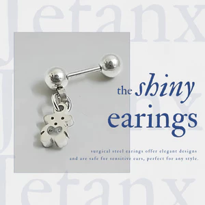 KHUYÊN GẤU (BEAR EARRING) TÒN TEN THÉP Y TẾ KHÔNG RỈ 316-LKHÔNG RỈ (1 chiếc)