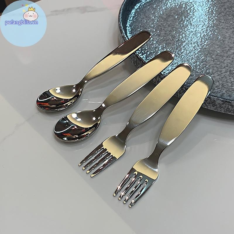 Pufangbliss Trẻ Em Bộ Đồ Ăn Sâu Dày Thép Không Gỉ Trẻ Em Thìa Eag Thìa Nĩa Inox 304 Nĩa Trẻ Em VN