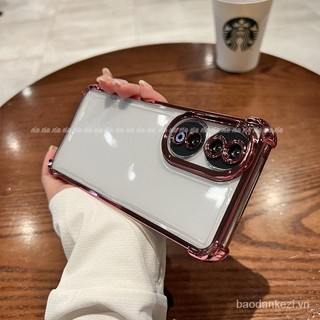Ốp Honor 90 5g Ốp chống sốc thạch mềm trong suốt với ống kính máy ảnh Ốp điện thoại bảo vệ túi khí dày cạnh mạ điện trong suốt sang trọng bpyf