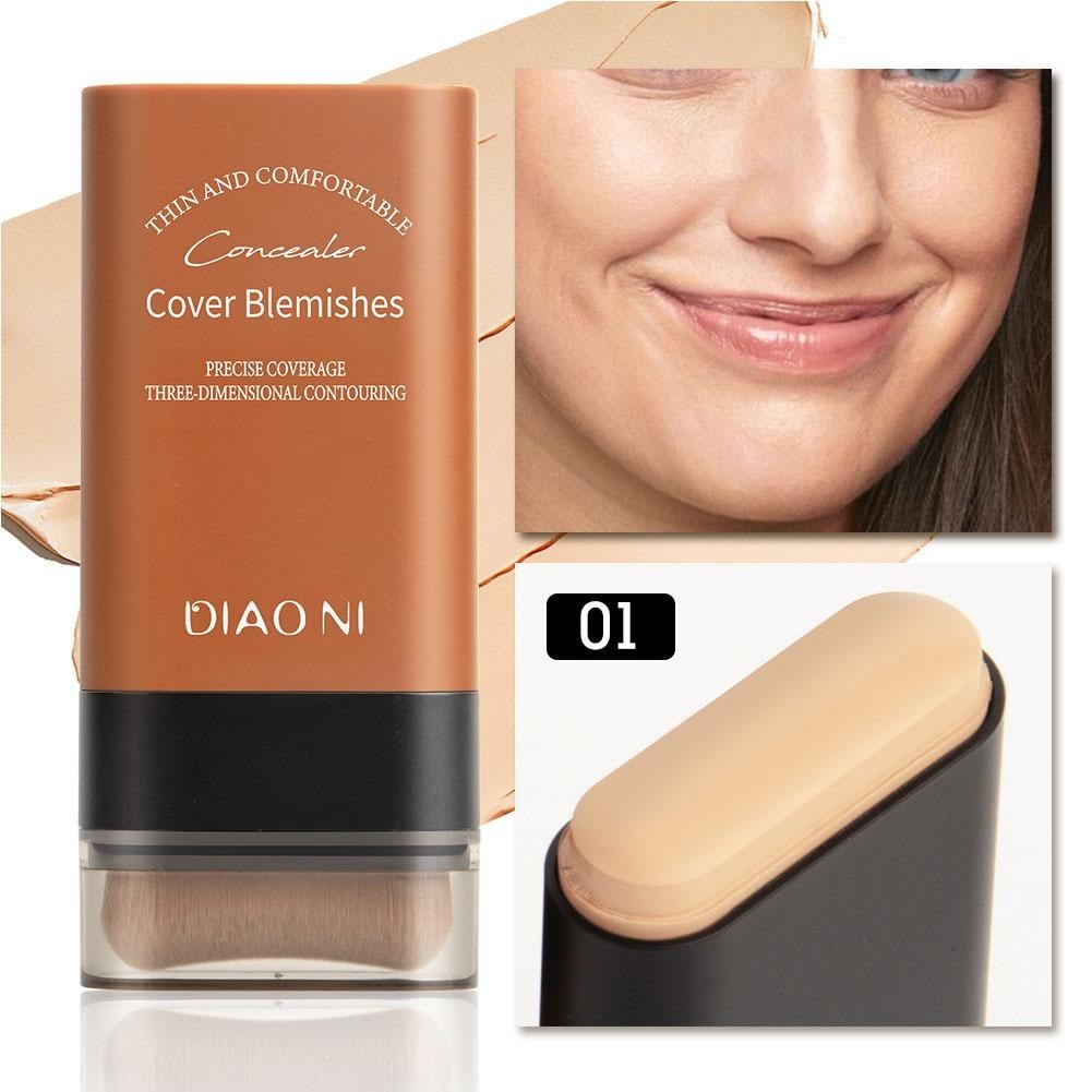 Learnever Matte Eraser Foundation Cream Stick With Brush 20g Kem che khuyết điểm chống thấm nước lâu trôi F9m8