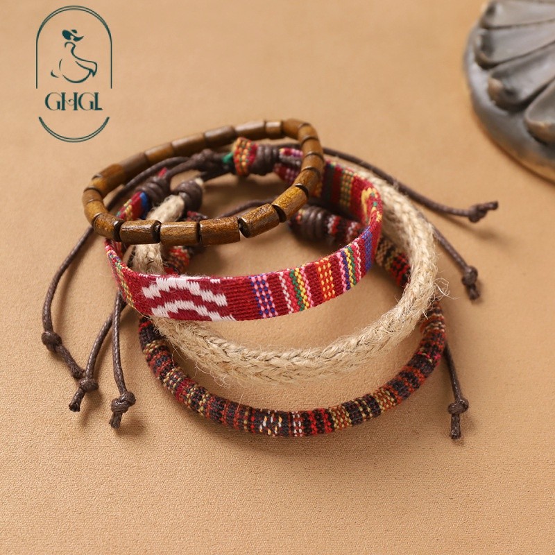 GHGl❤️Handmade Bohemian Kỳ Lạ Vòng Tay Retro Phong Cách Dân Tộc Nam Nữ Dệt Nhiều Lớp Vòng Tay Niche Vòng Tay