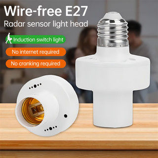 E27 Bóng Đèn Thông Minh Adapter Đèn Vít Miệng Không Dây Radar Cảm Ứng Đầu Đèn Cho Cầu Thang Hành Lang Nhà Để Xe